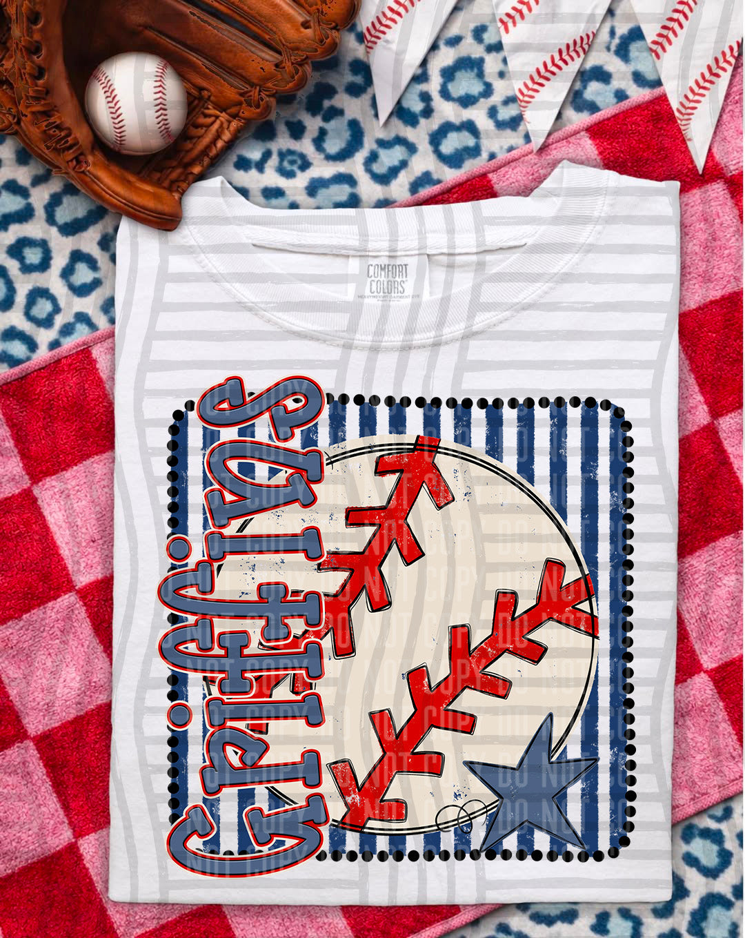 Baseball RWB Framed DTF Print