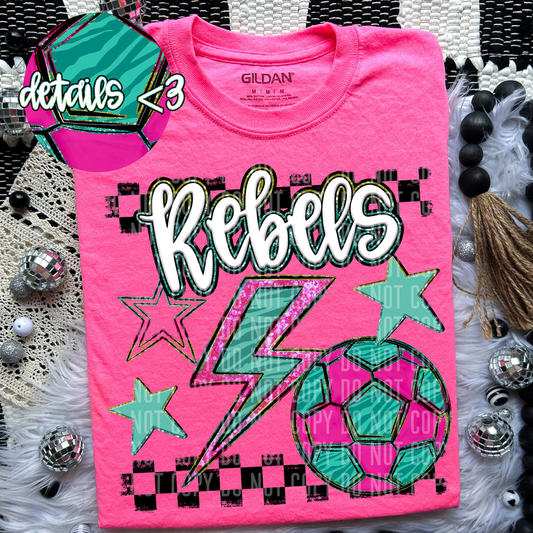 Rainbow Soccer Bolts DTF Print
