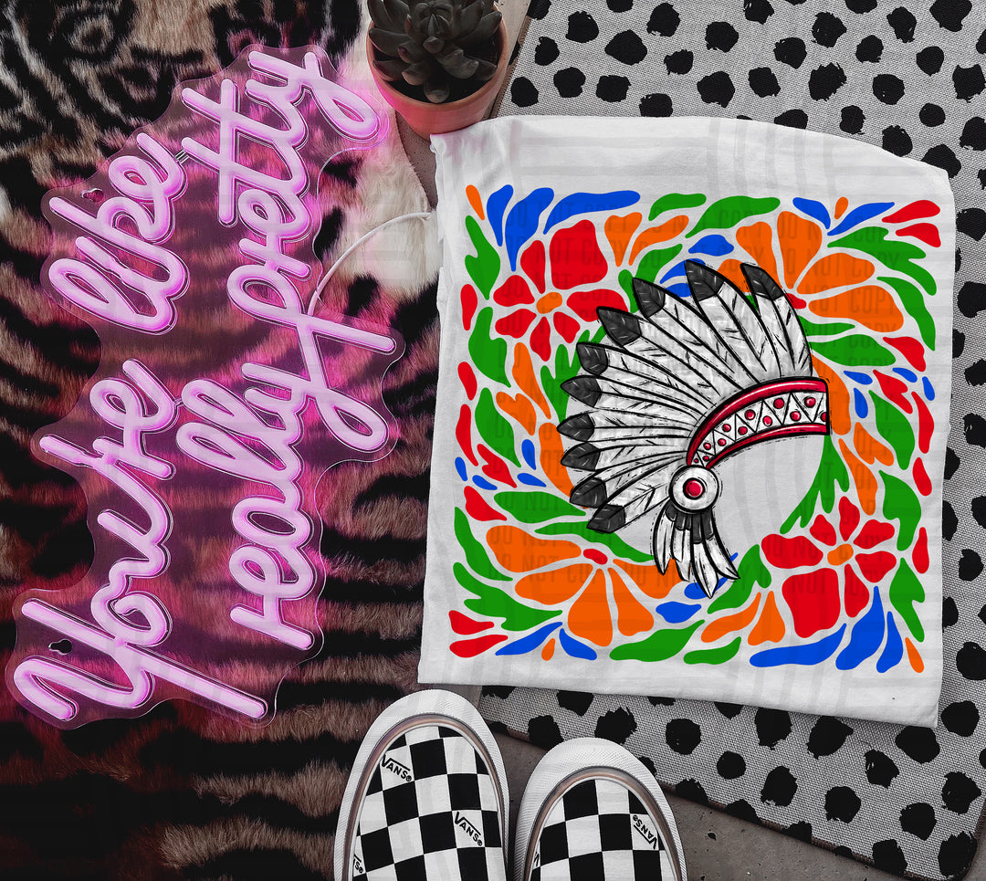 Retro Floral Mascot Heads DTF Print