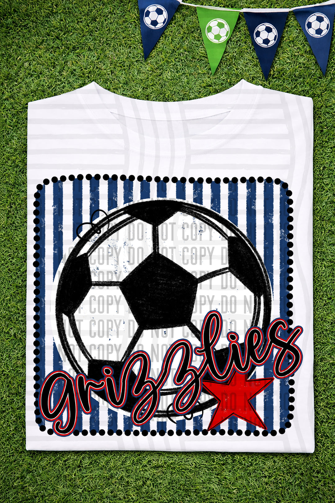 Soccer RWB Framed DTF Print