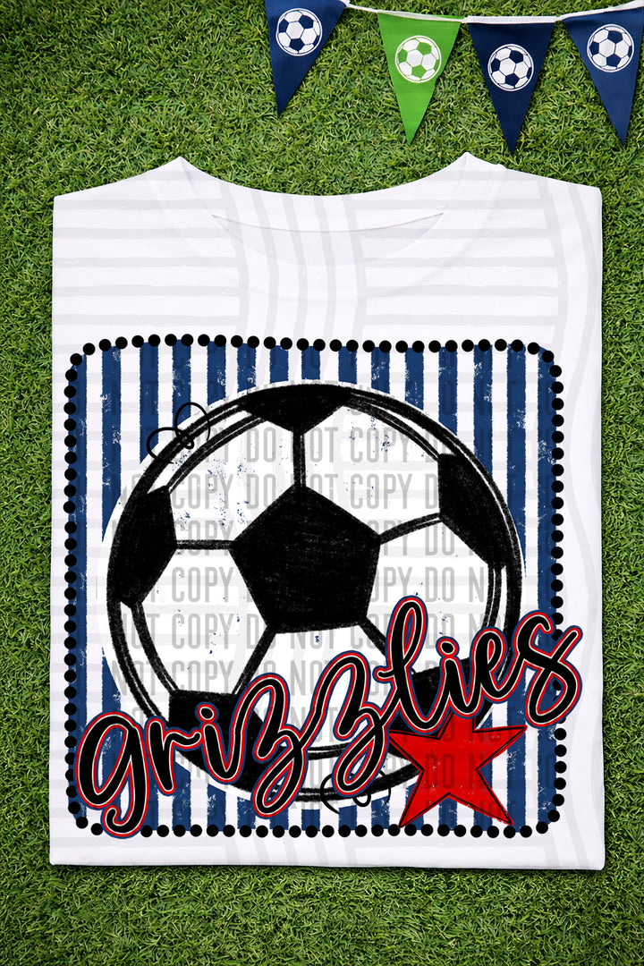 Soccer RWB Framed DTF Print