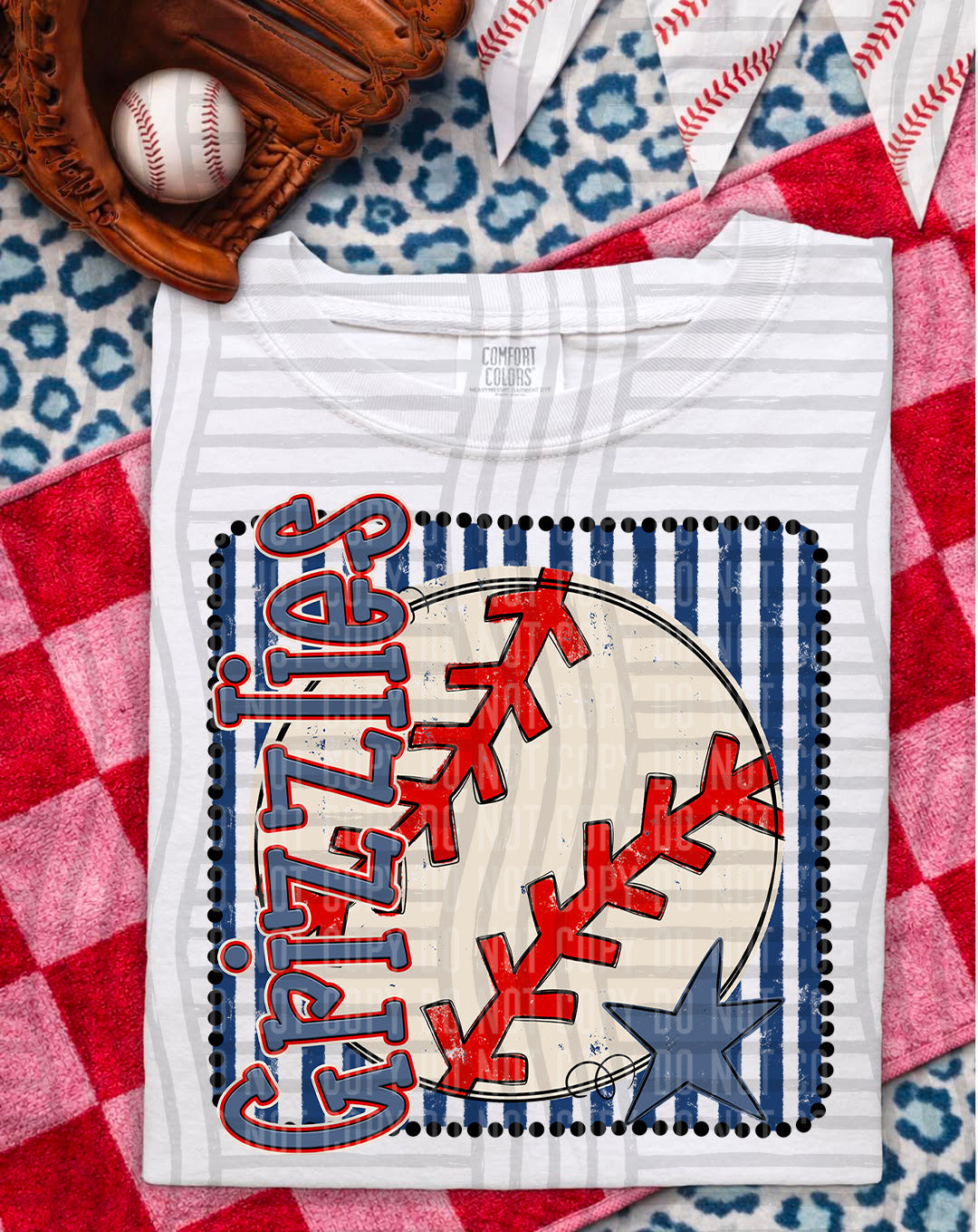 Baseball RWB Framed DTF Print