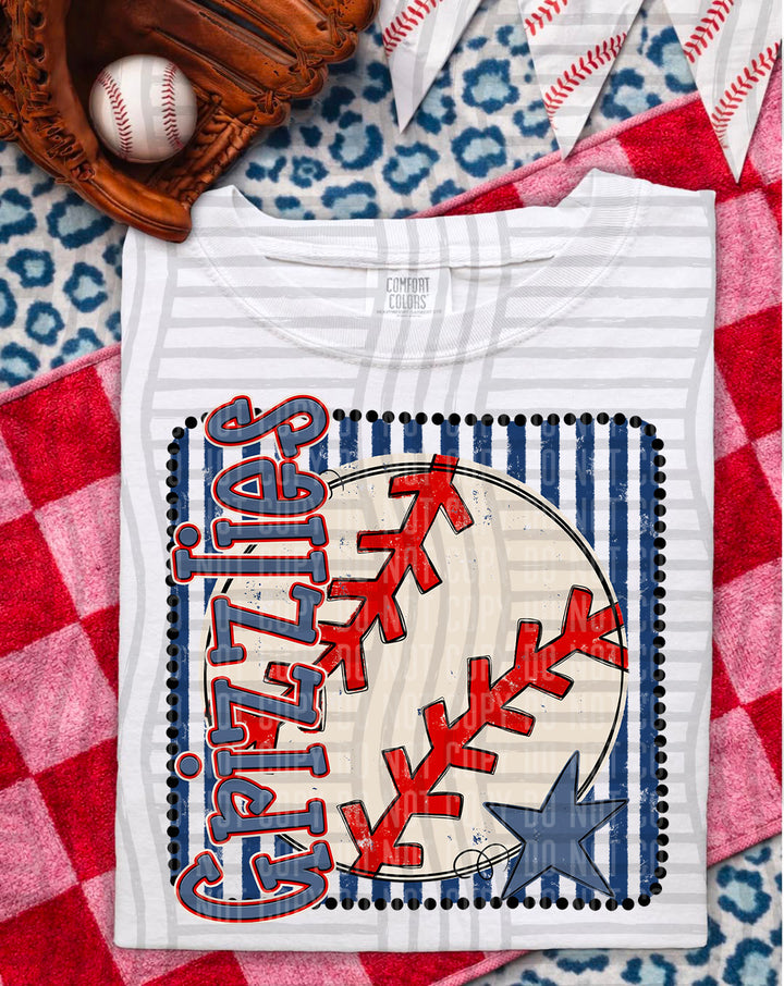 Baseball RWB Framed DTF Print