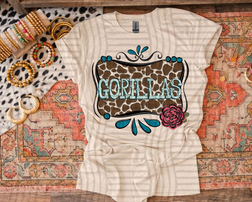 Cowhide & Turquoise Mascots DTF Print