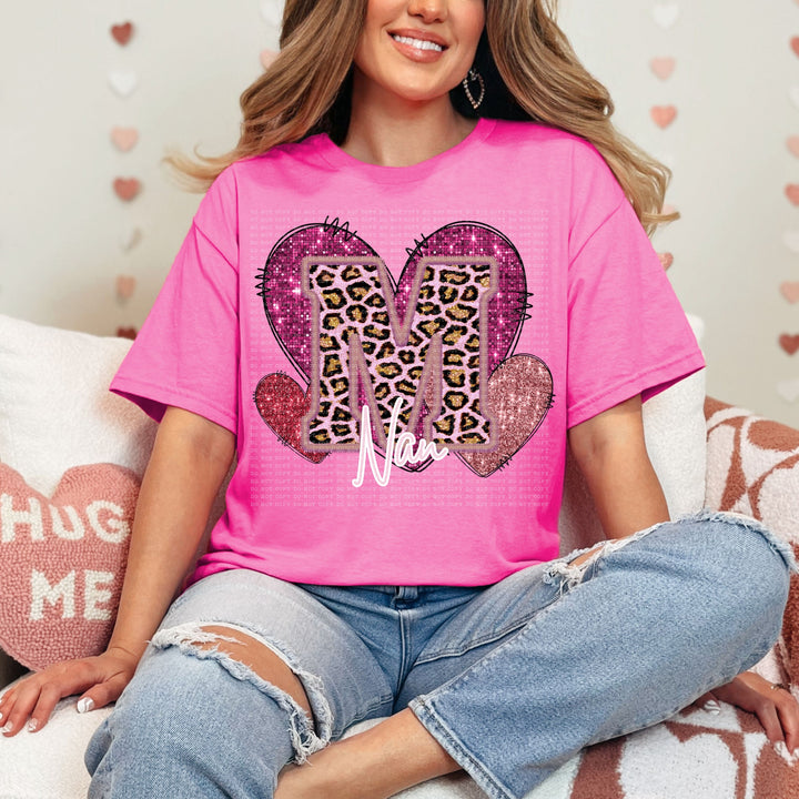 Pink Leopard Valentine Names  DTF Print