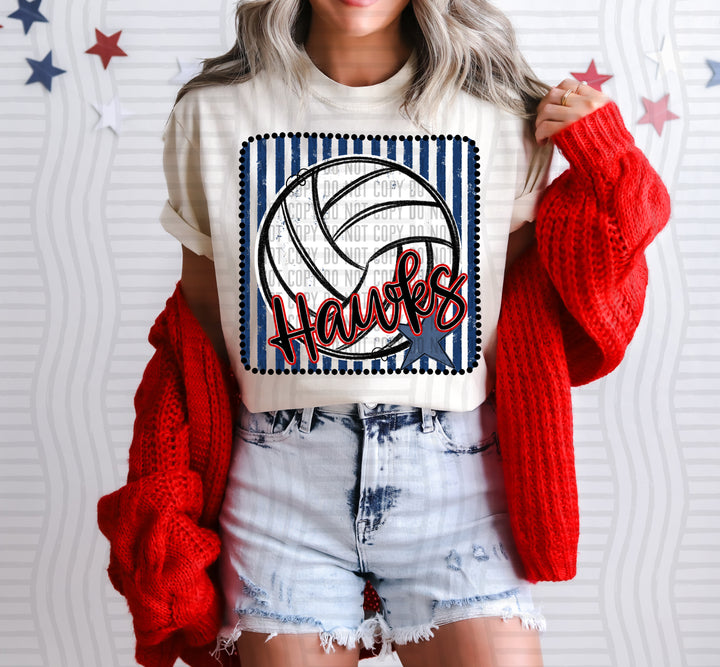 Volleyball RWB Framed DTF Print