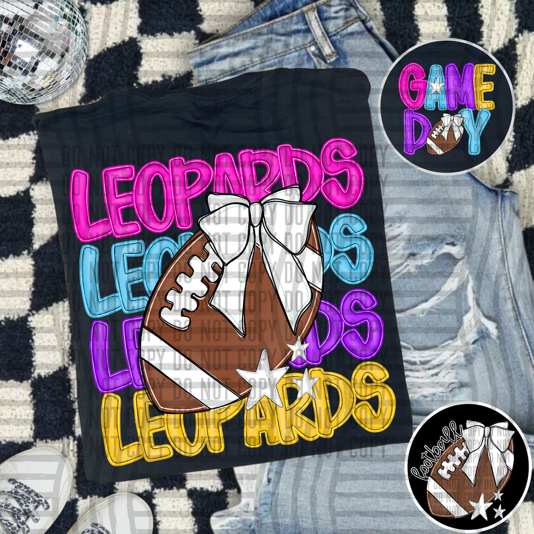 Bright And Preppy Football Stacked DTF Print