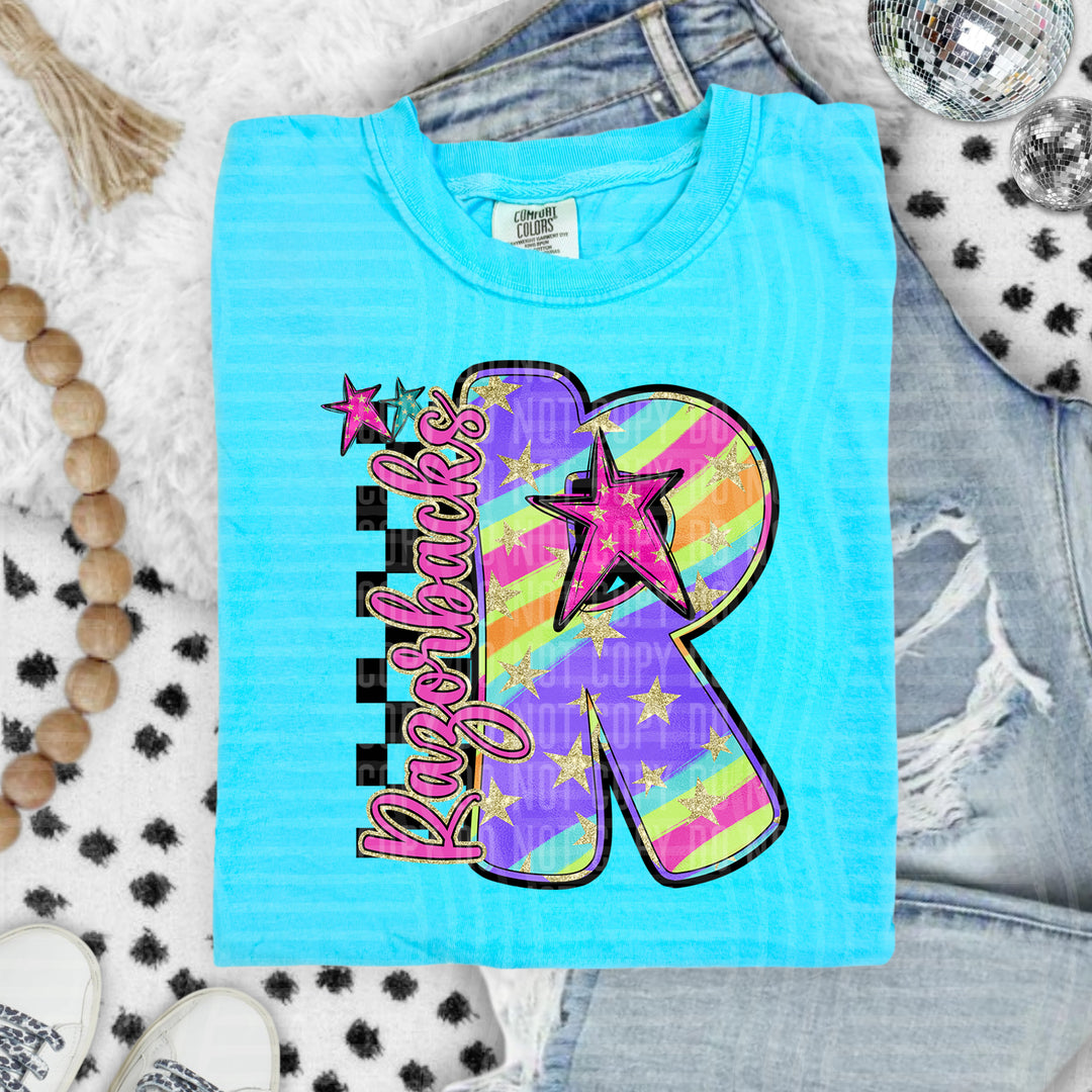 Rainbow Swirl Initials DTF Print