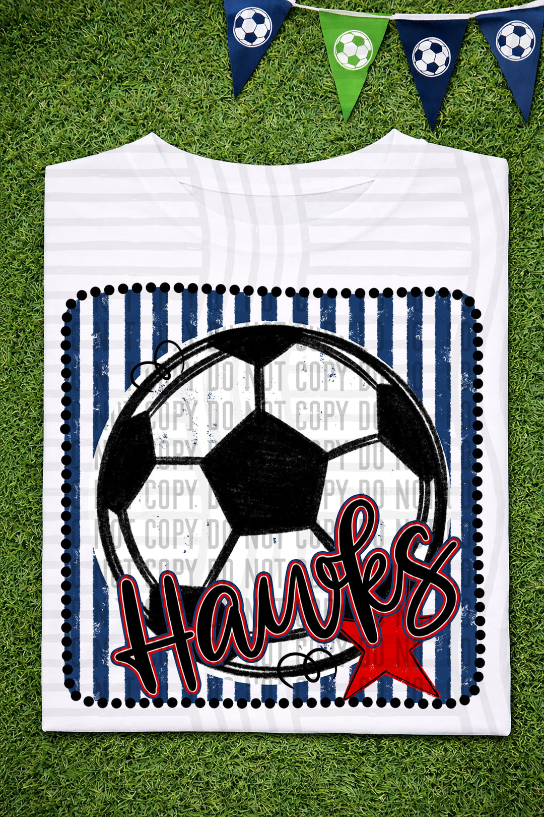 Soccer RWB Framed DTF Print