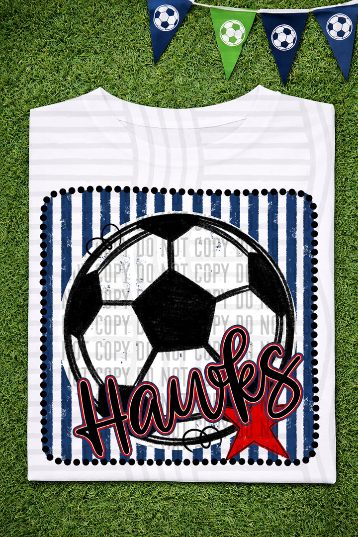 Soccer RWB Framed DTF Print