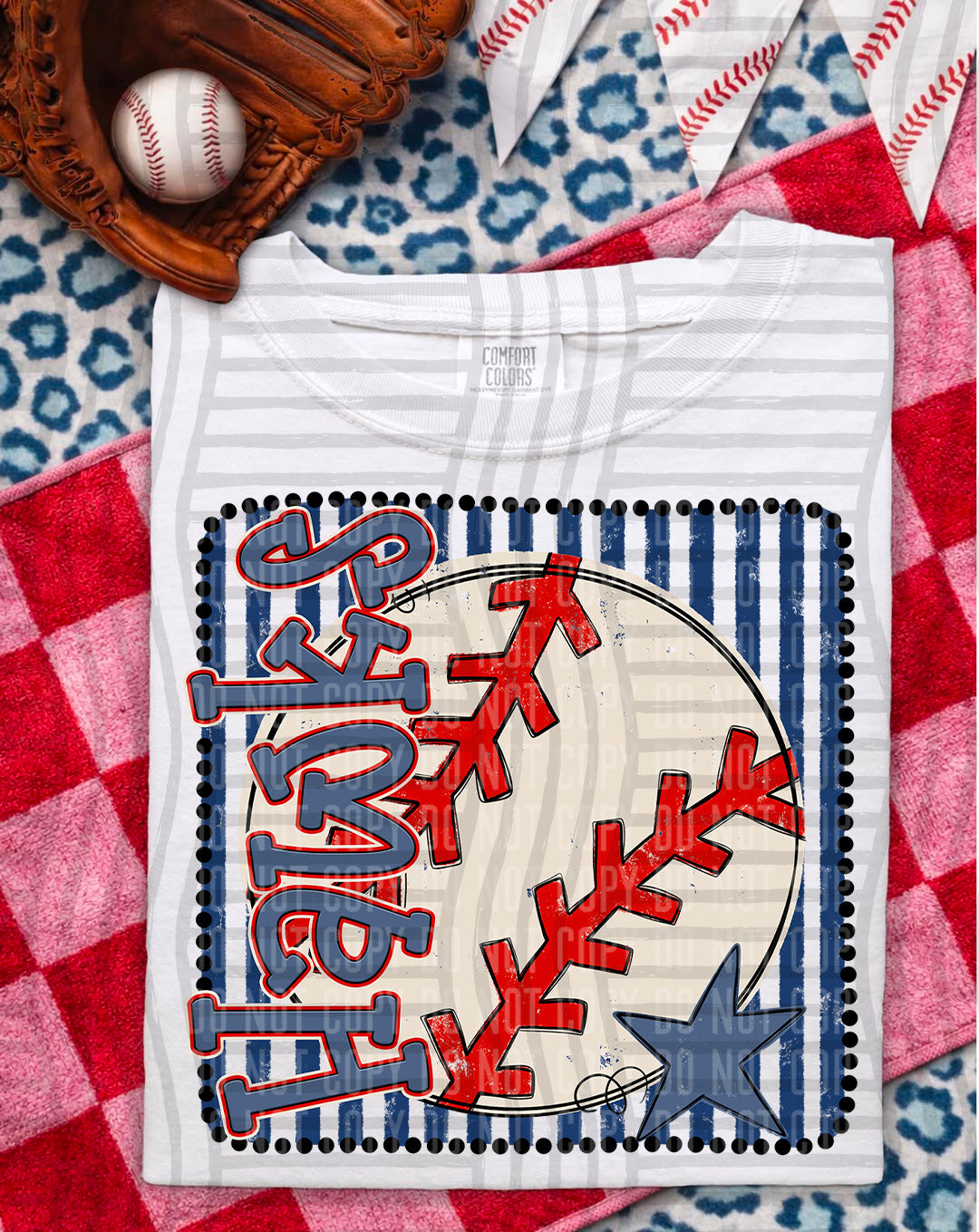 Baseball RWB Framed DTF Print
