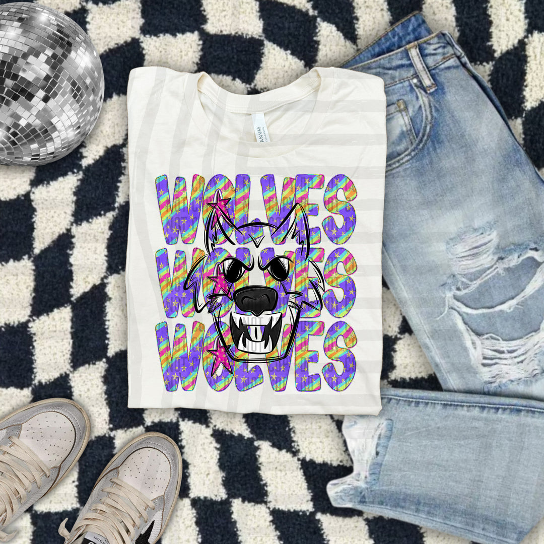 Rainbow Swirl Mascot Outlines DTF Print