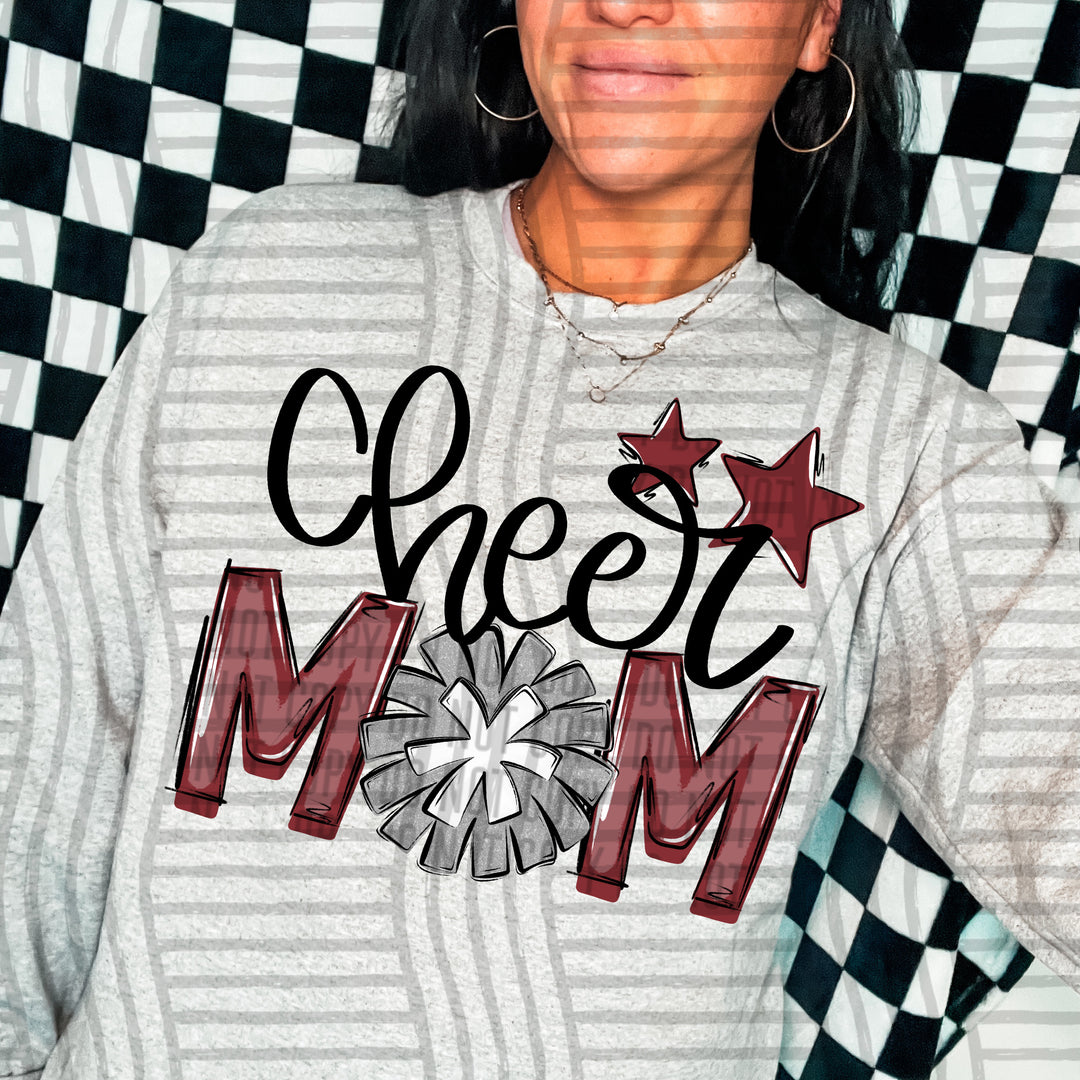Sports Mom Cheer Silver DTF Print