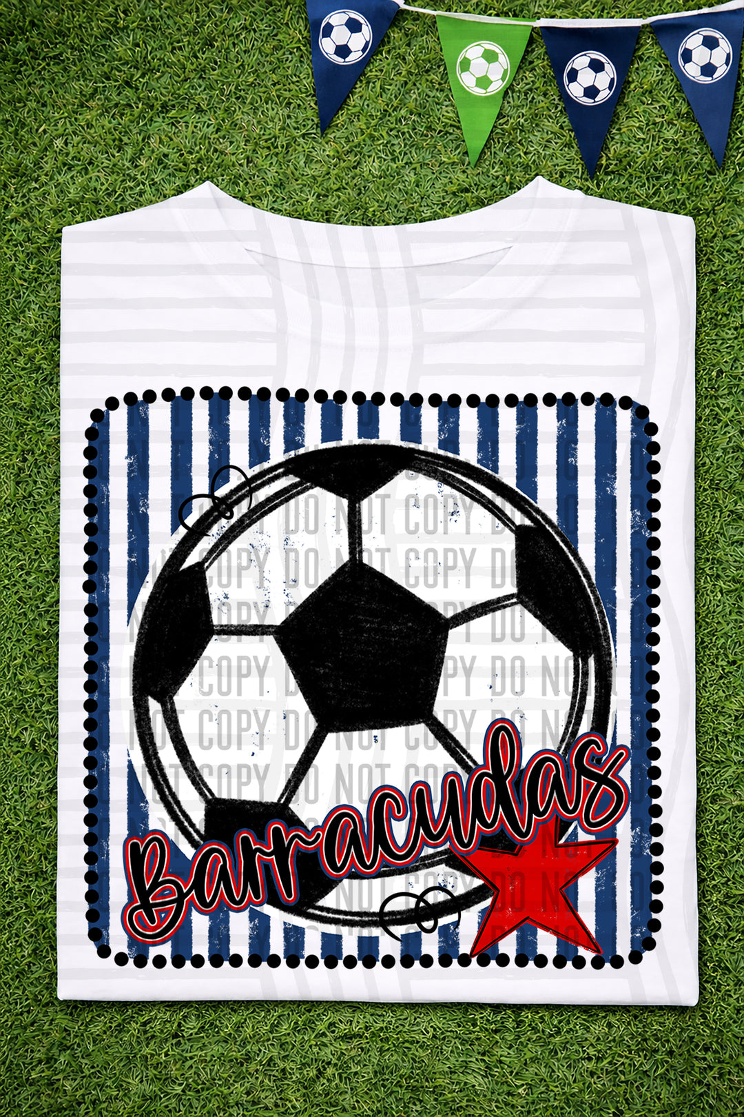 Soccer RWB Framed DTF Print