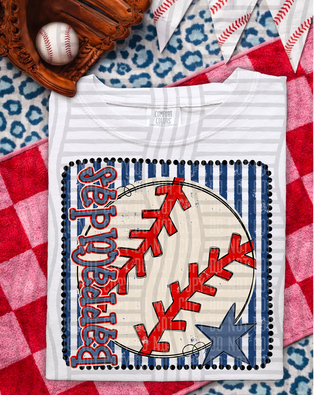 Baseball RWB Framed DTF Print