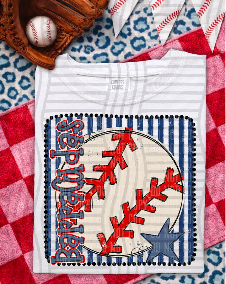 Baseball RWB Framed DTF Print
