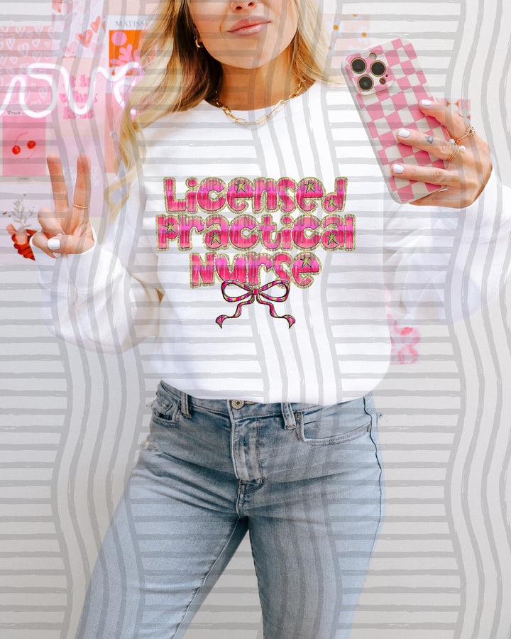 Pink Bow Occupations/Names DTF Print