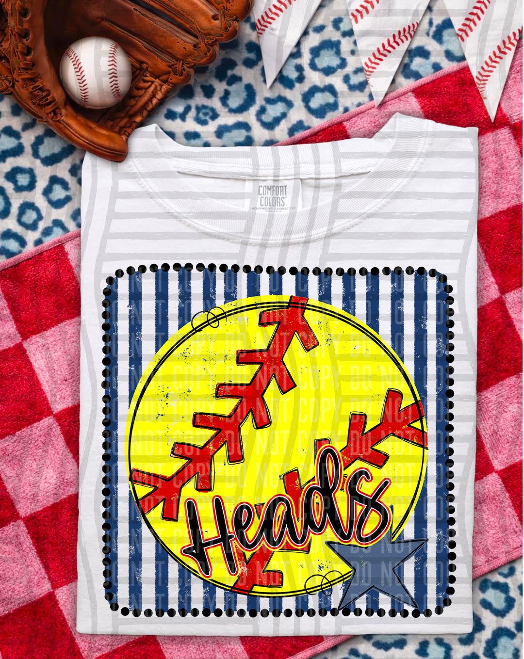 Softball RWB Framed Script DTF Print