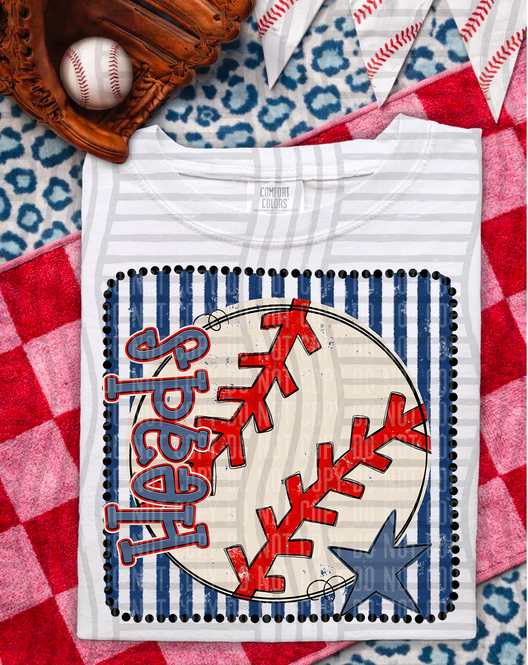 Baseball RWB Framed DTF Print