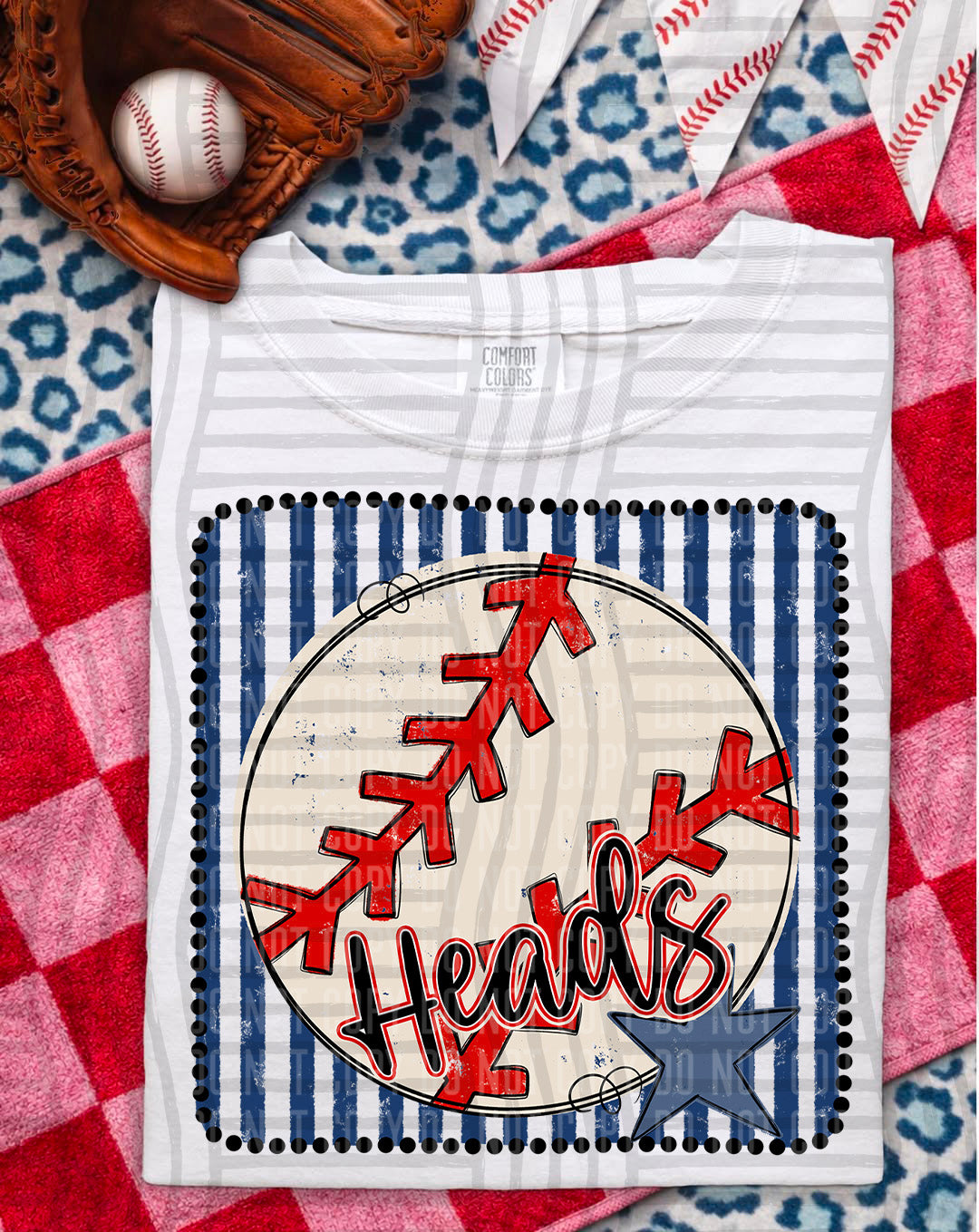 Baseball RWB Framed Script DTF Print