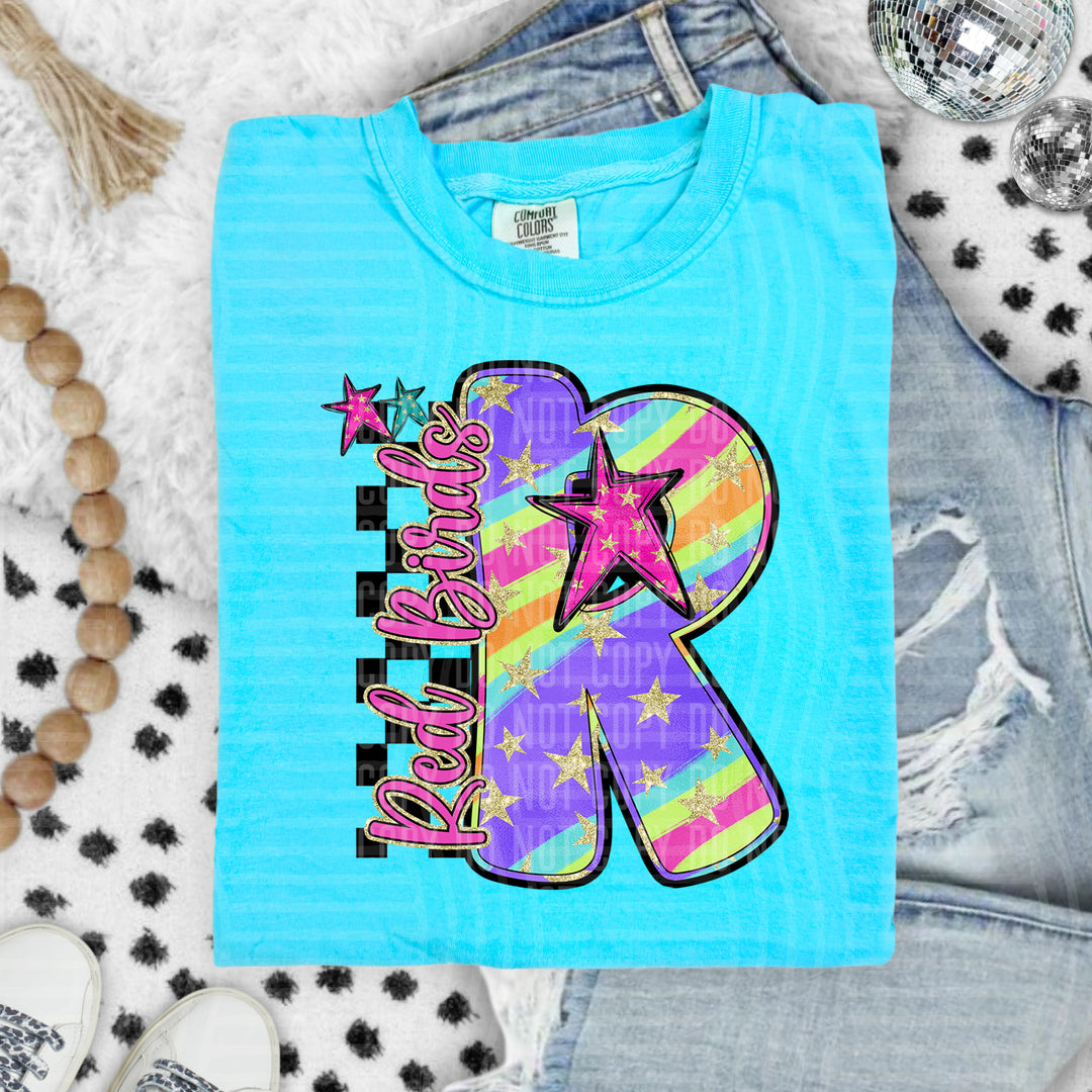 Rainbow Swirl Initials DTF Print