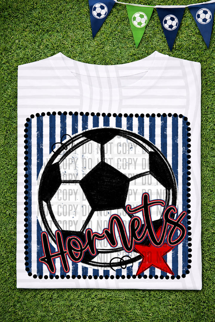 Soccer RWB Framed DTF Print