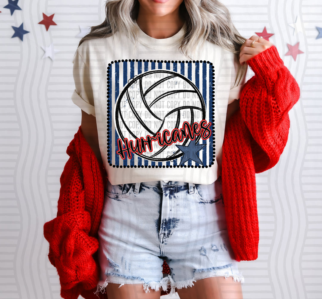 Volleyball RWB Framed DTF Print