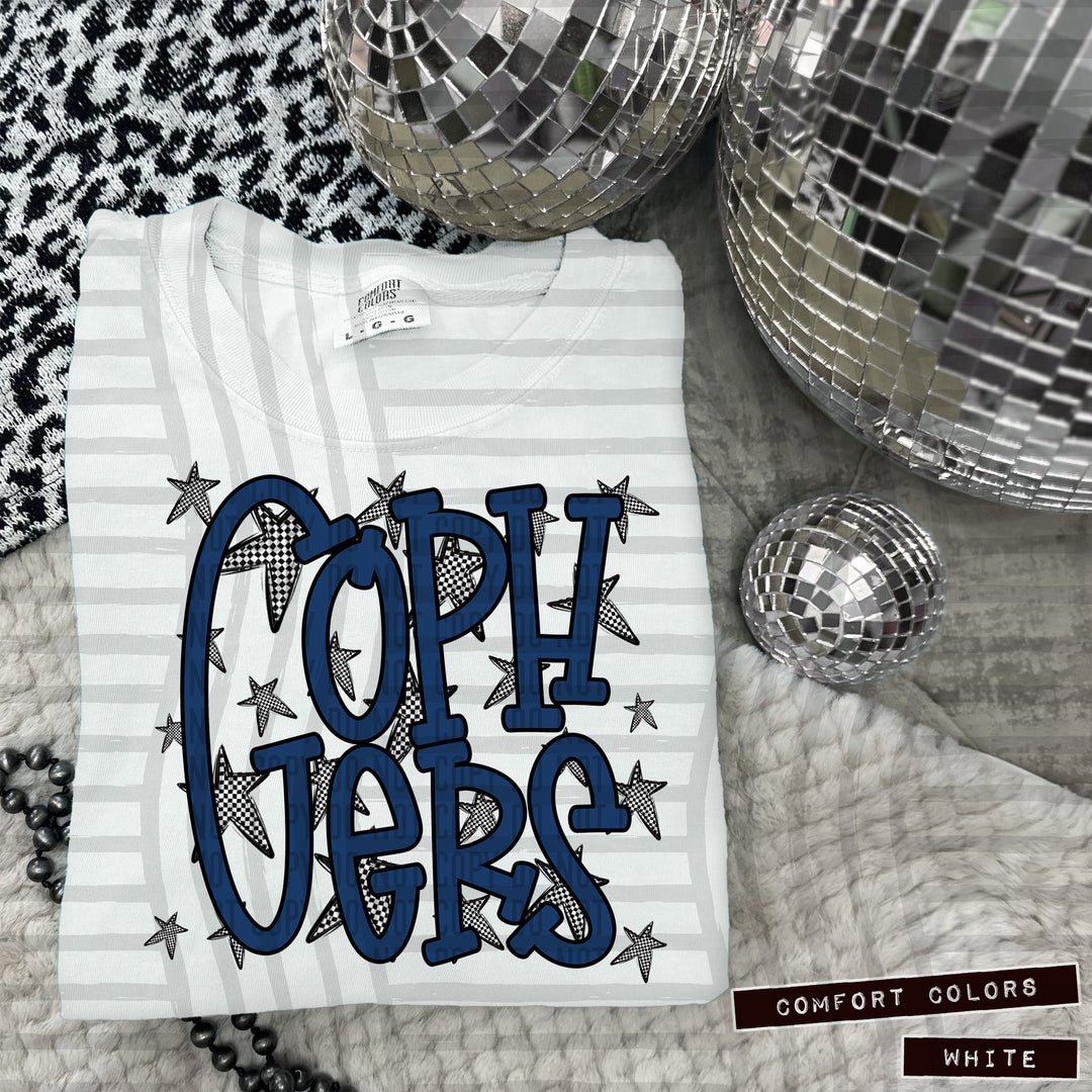 Navy Staggered DTF Print