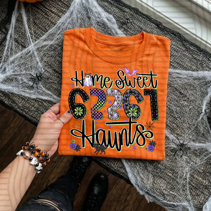 Home Sweet Haunts Zip Codes DTF Print