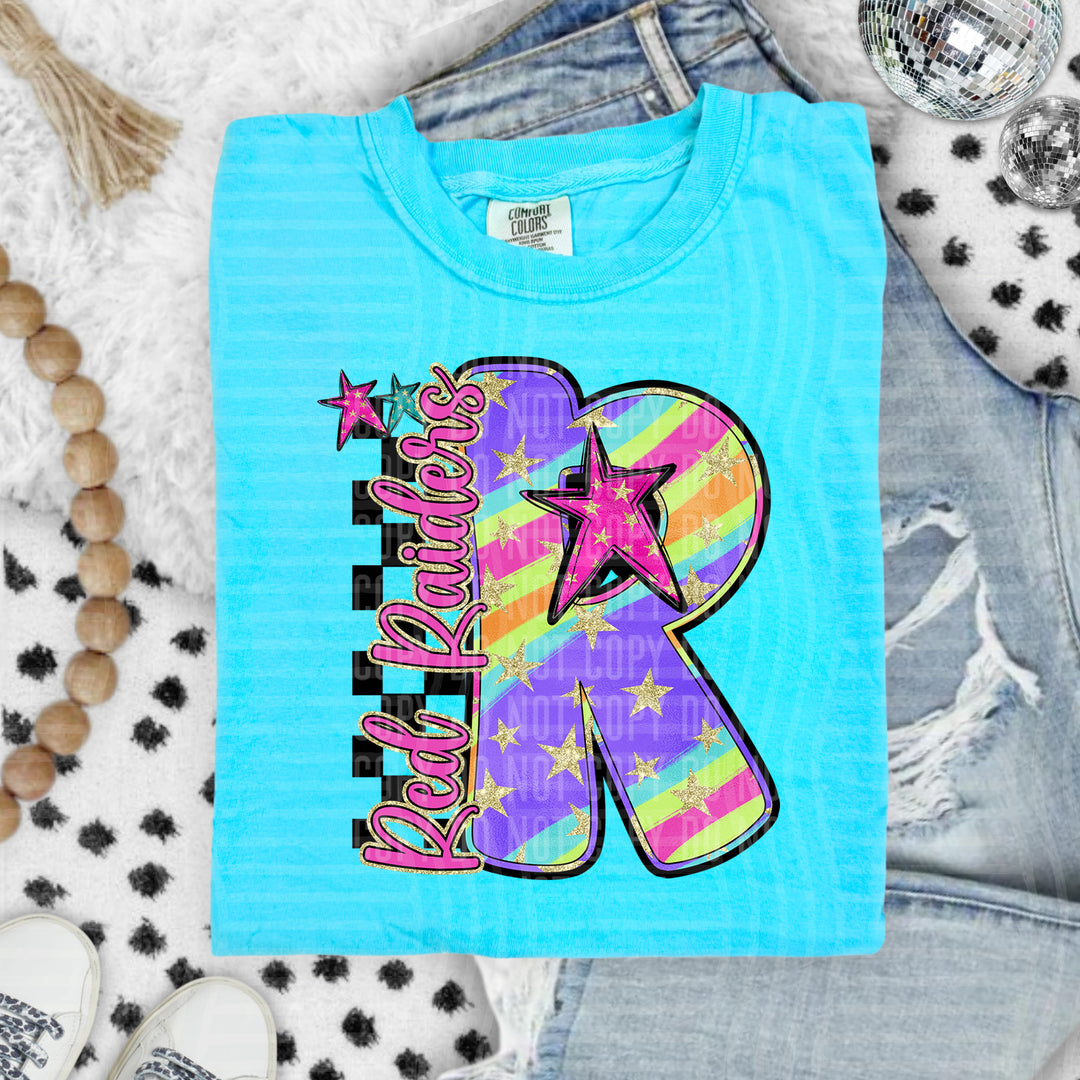 Rainbow Swirl Initials DTF Print