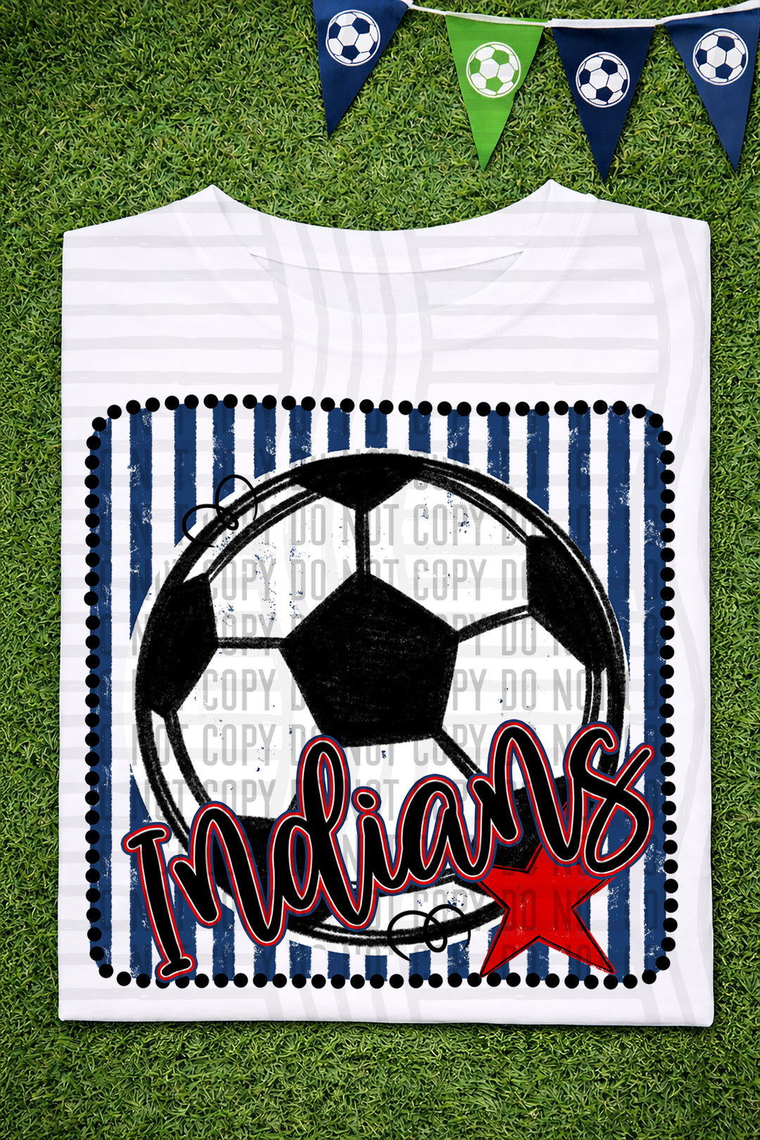 Soccer RWB Framed DTF Print