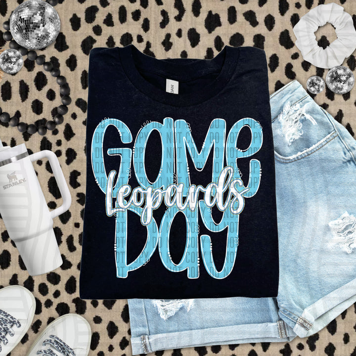 Doodle Gameday Bright Blue DTF Print