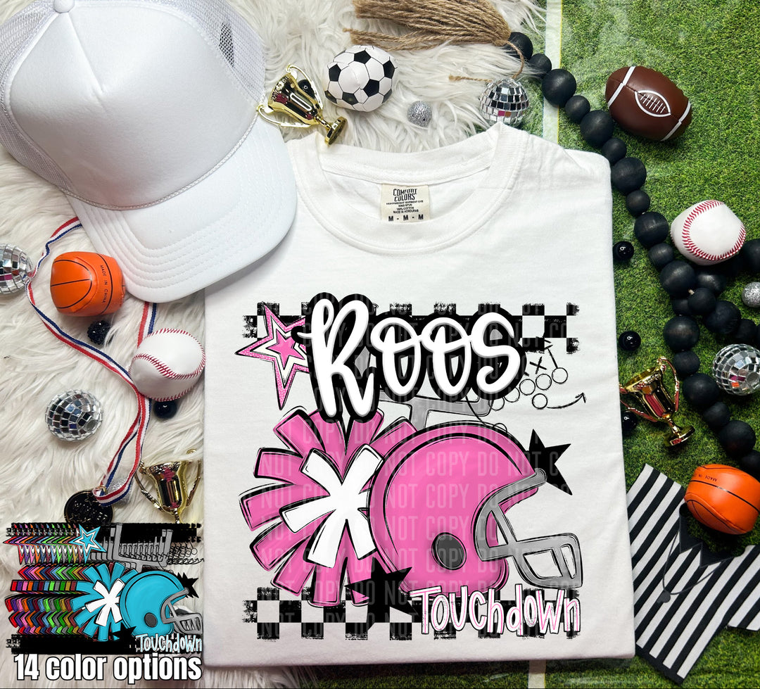 Helmet Pom Mascots Colors Bright Blue DTF Print
