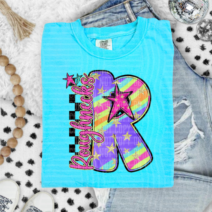 Rainbow Swirl Initials DTF Print