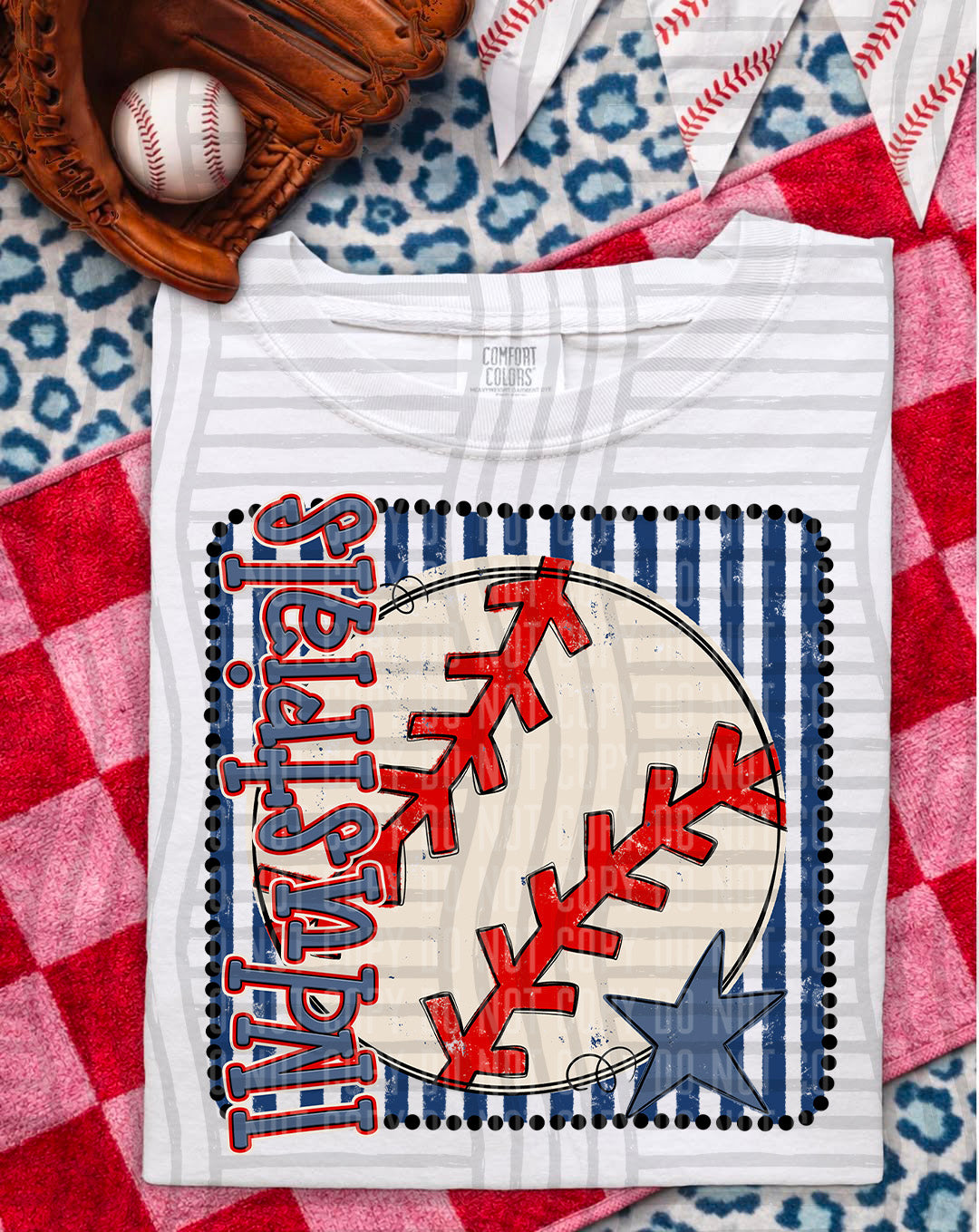 Baseball RWB Framed DTF Print