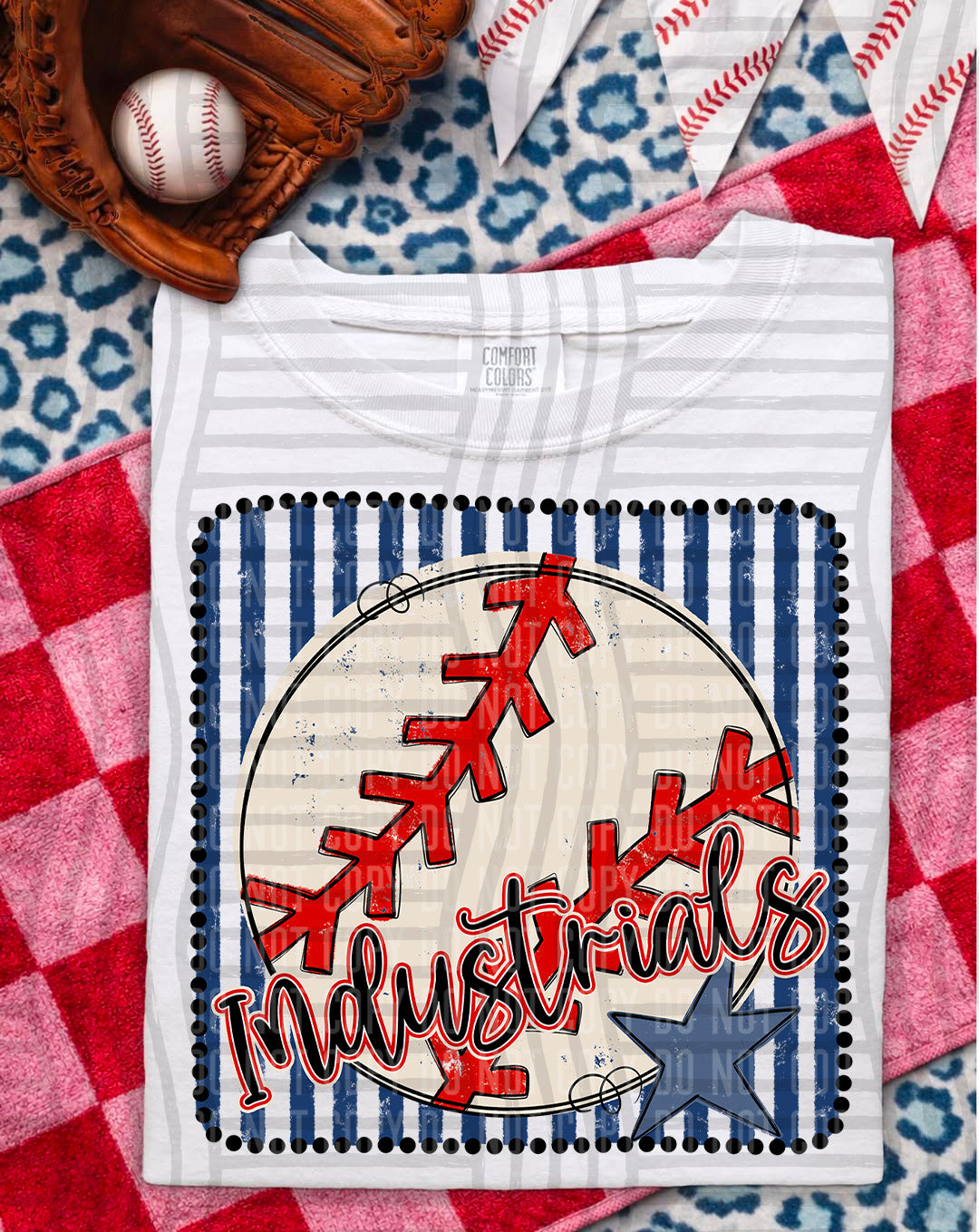 Baseball RWB Framed Script DTF Print