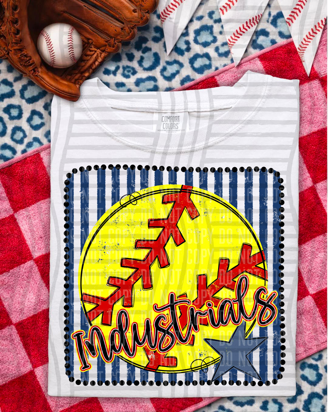 Softball RWB Framed Script DTF Print