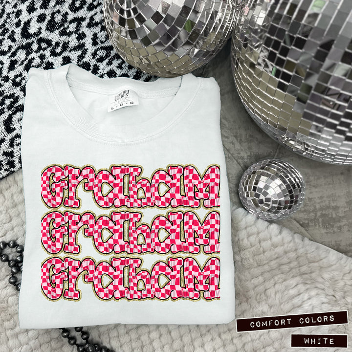 Pink Checks DTF Print
