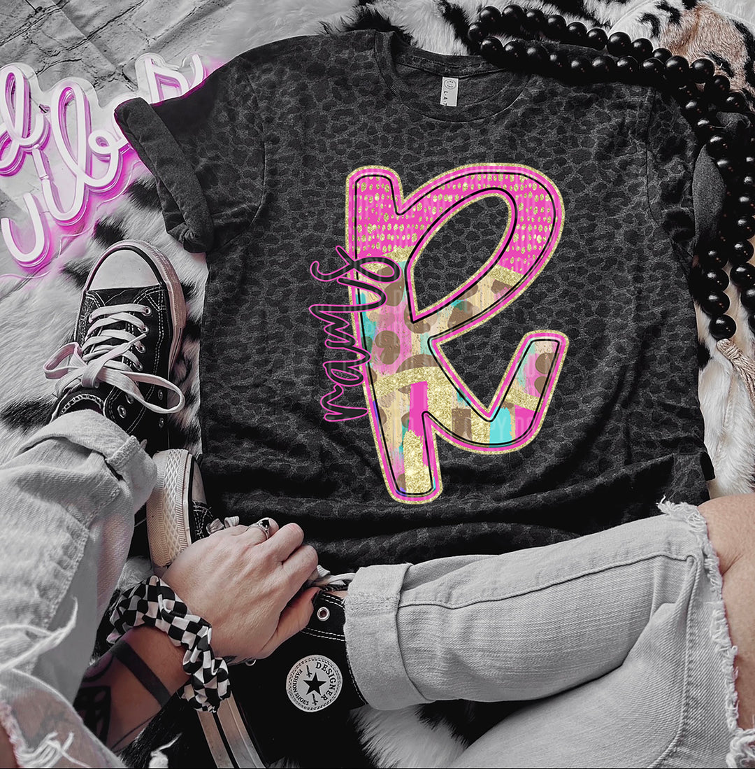 Rainbow Leopard Single Letters DTF Print