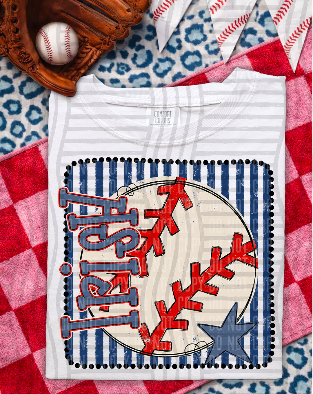 Baseball RWB Framed DTF Print