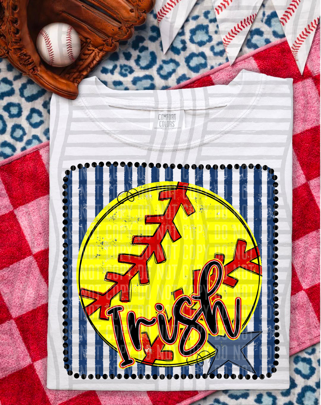 Softball RWB Framed Script DTF Print