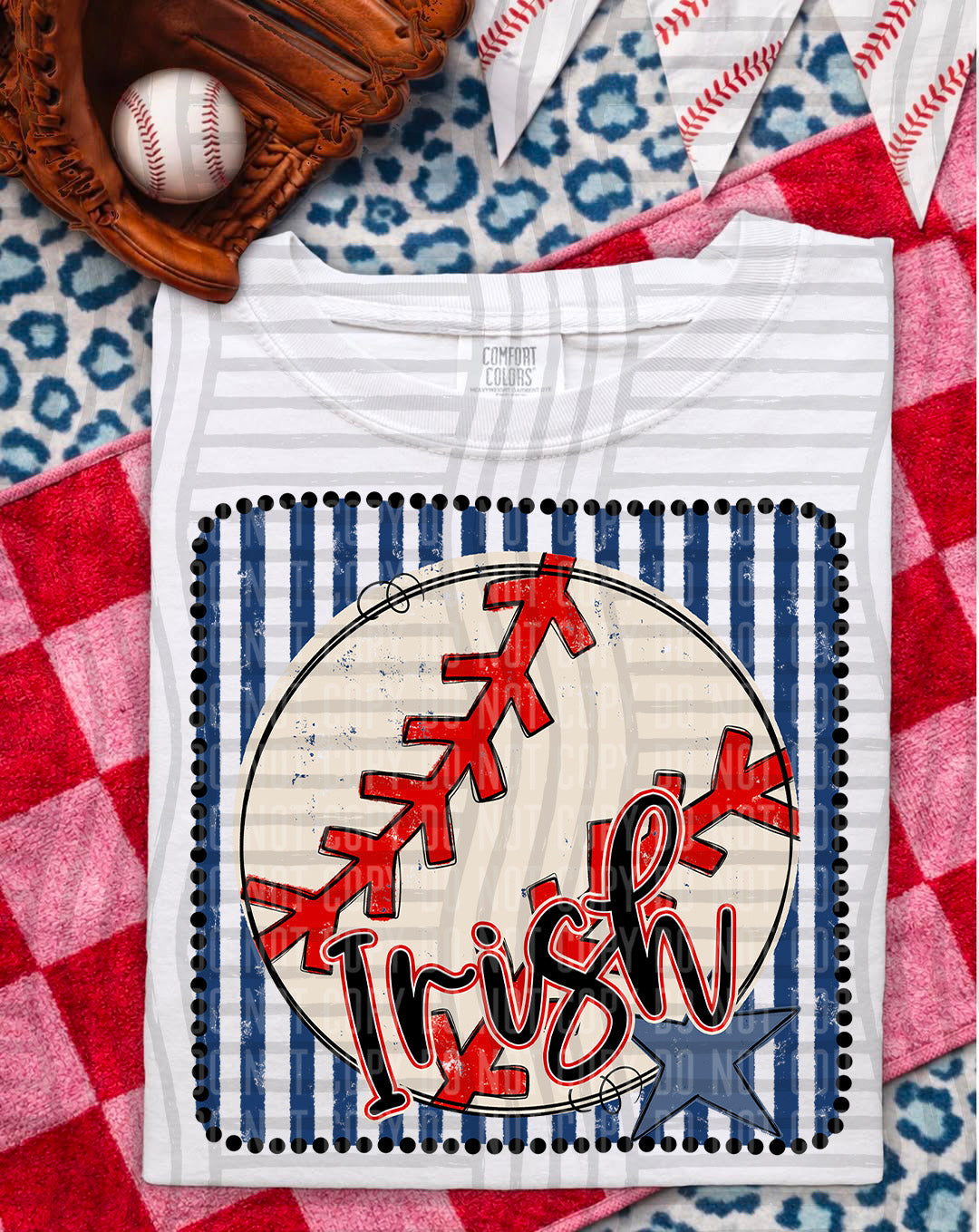 Baseball RWB Framed Script DTF Print