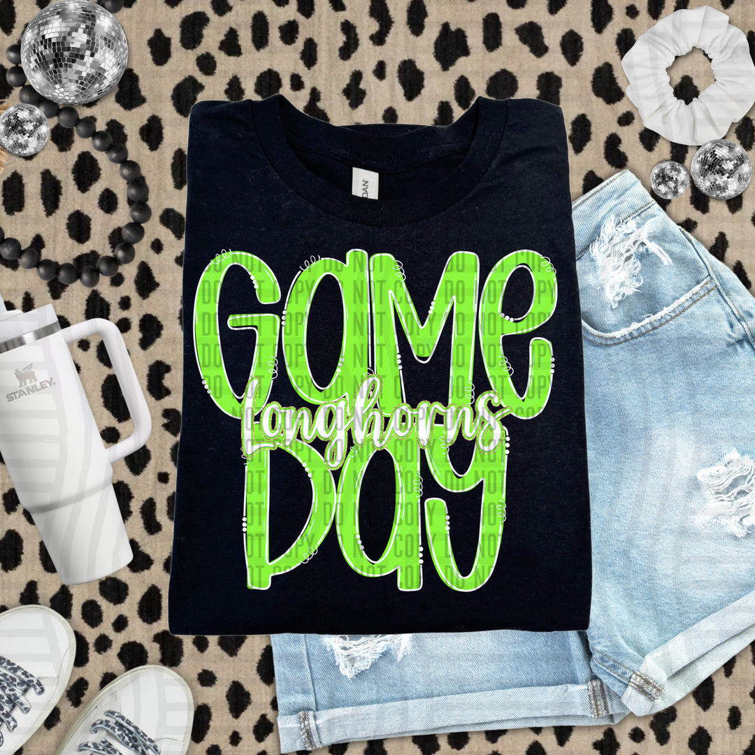 Doodle Gameday Lime DTF Print