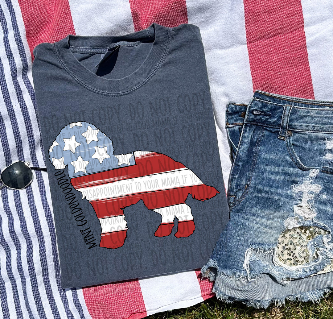 Patriotic Dog Designs Black Text DTF Print