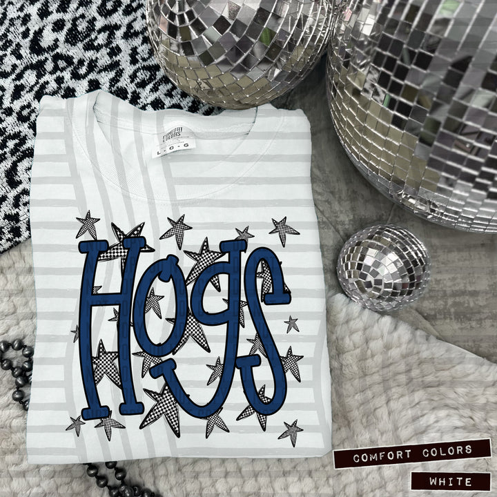 Navy Staggered DTF Print