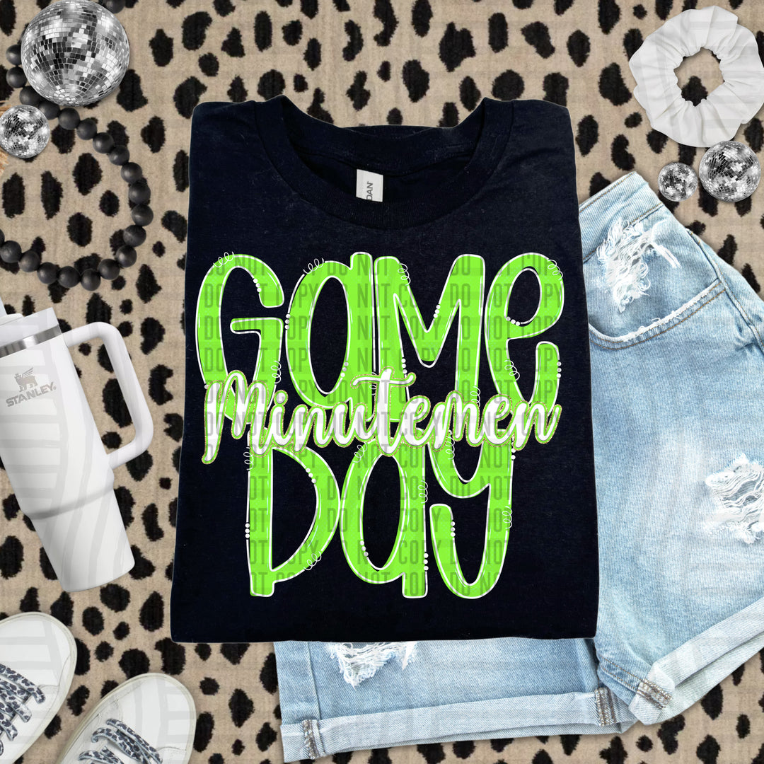 Doodle Gameday Lime DTF Print