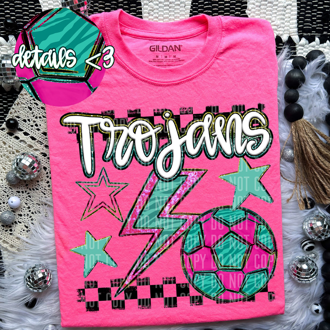 Rainbow Soccer Bolts DTF Print