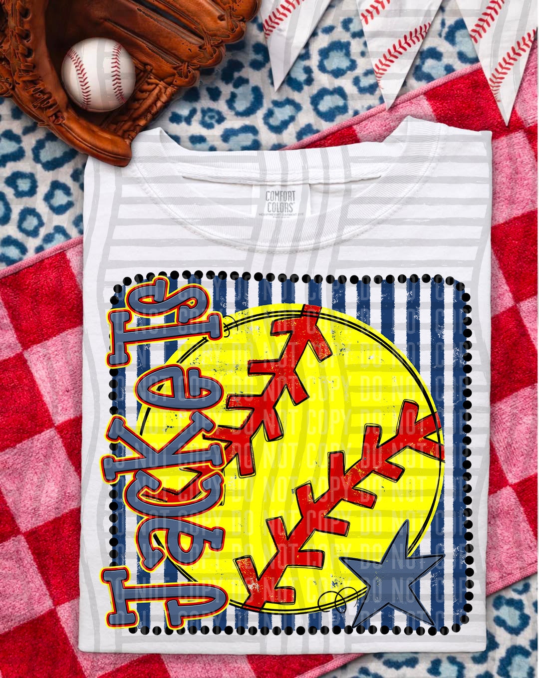 Softball RWB Framed DTF Print