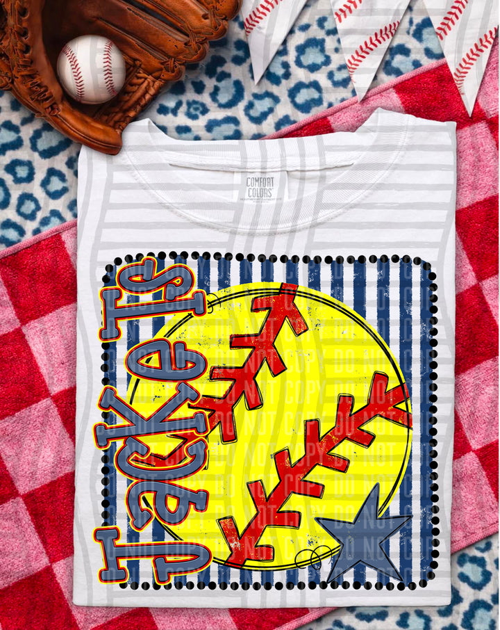 Softball RWB Framed DTF Print