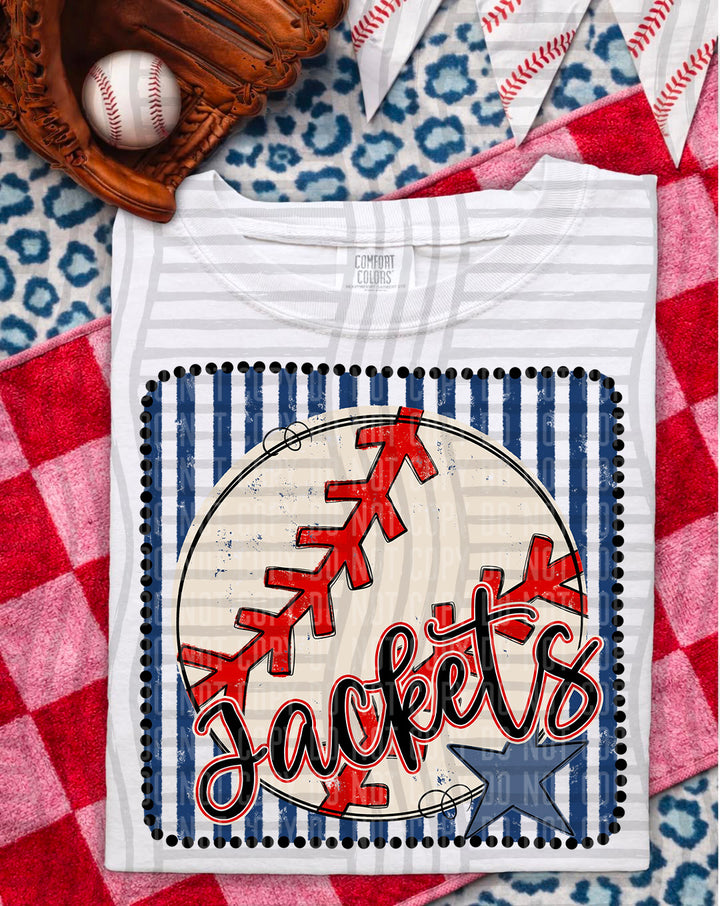 Baseball RWB Framed Script DTF Print